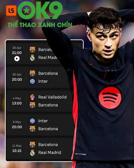 Lịch thi đấu dày đặc của Barca trong những ngày tới (Ảnh: LS). Lịch thi đấu dày đặc của Barca trong những ngày tới (Ảnh: LS).